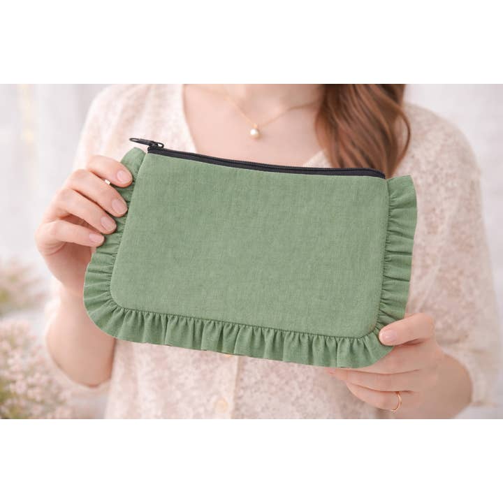 House of Kraft - Wholesale Pouch - Women's - Canvas Ruffle Pouches | Canvas Travel Pouches | Zipper Pouch45