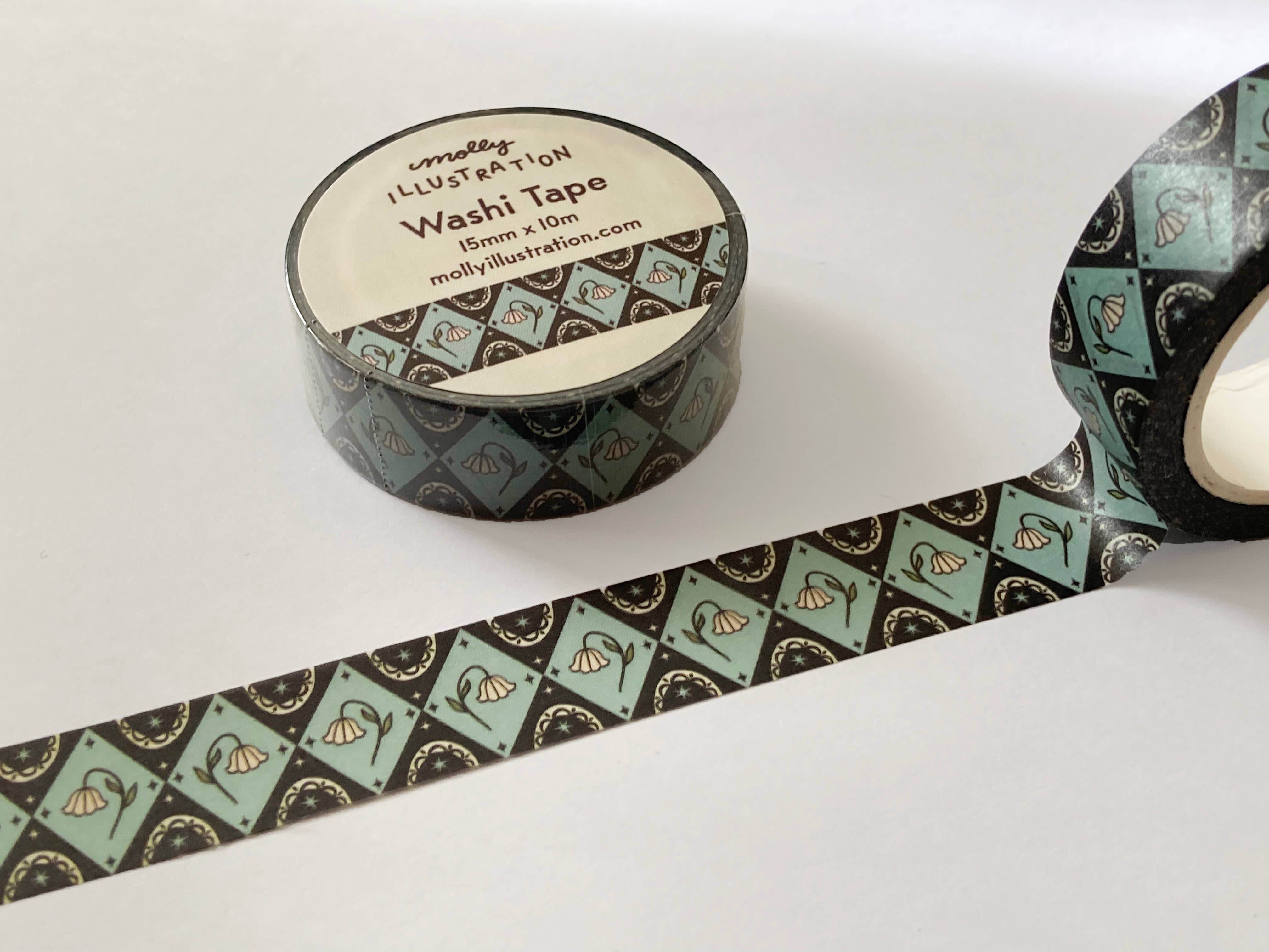 Molly Illustration - Wholesale Washi Tape - Drooping Florals Geometric Washi Tape