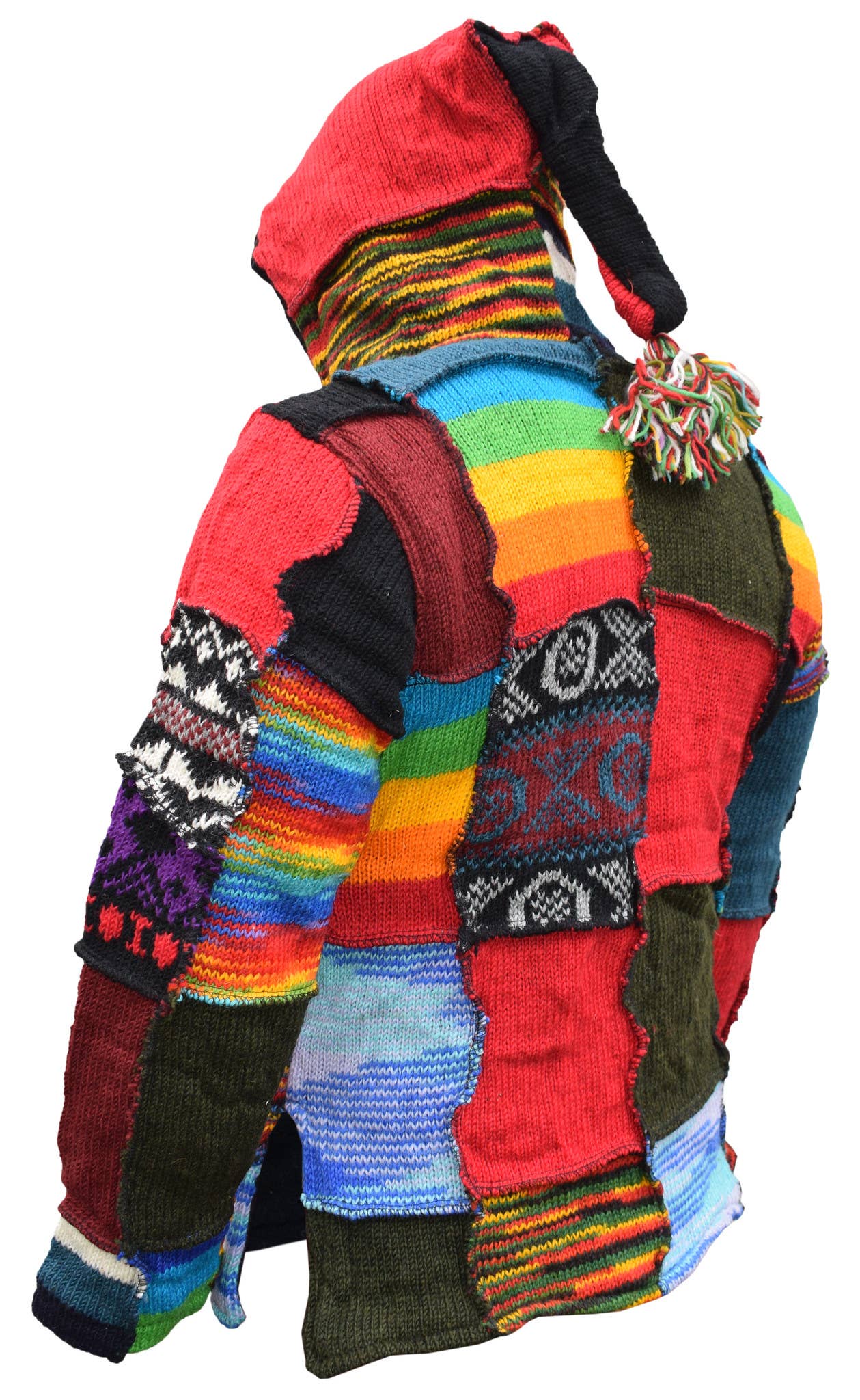 Gheri - Vente Veste – unisexe - Veste en laine de Noël patchwork elfe flocon de neige pixie1