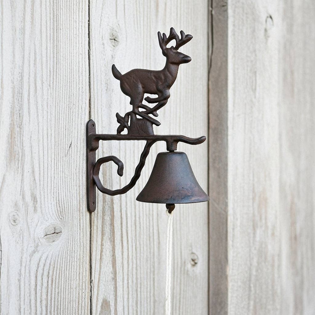 Iron & Blossom – wholesale Bell – Cast Iron Deer Door Bell - Rustic Woodland Entry Chime