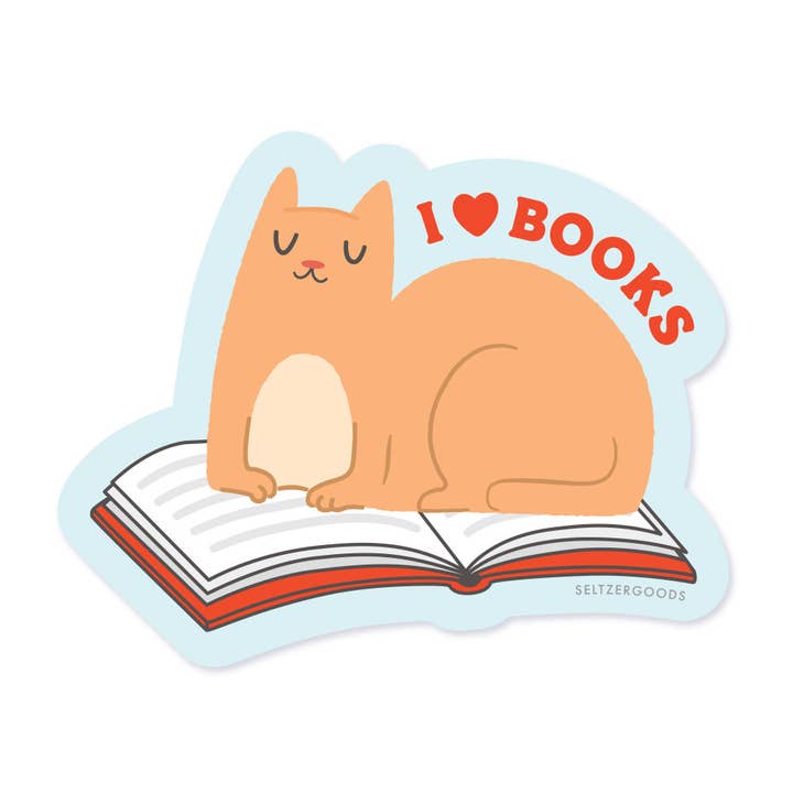 Siddende Bog Kitty Sticker for engroshandel hos Seltzer Goods
