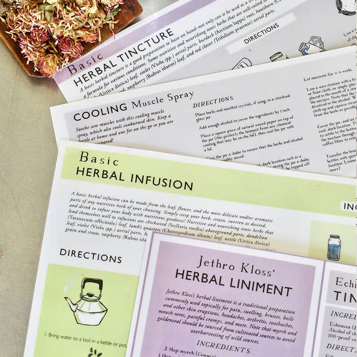 Herbal Academy - Wholesale Recipe Card - Herbal Preparations 101 Laminated Recipe Guides4