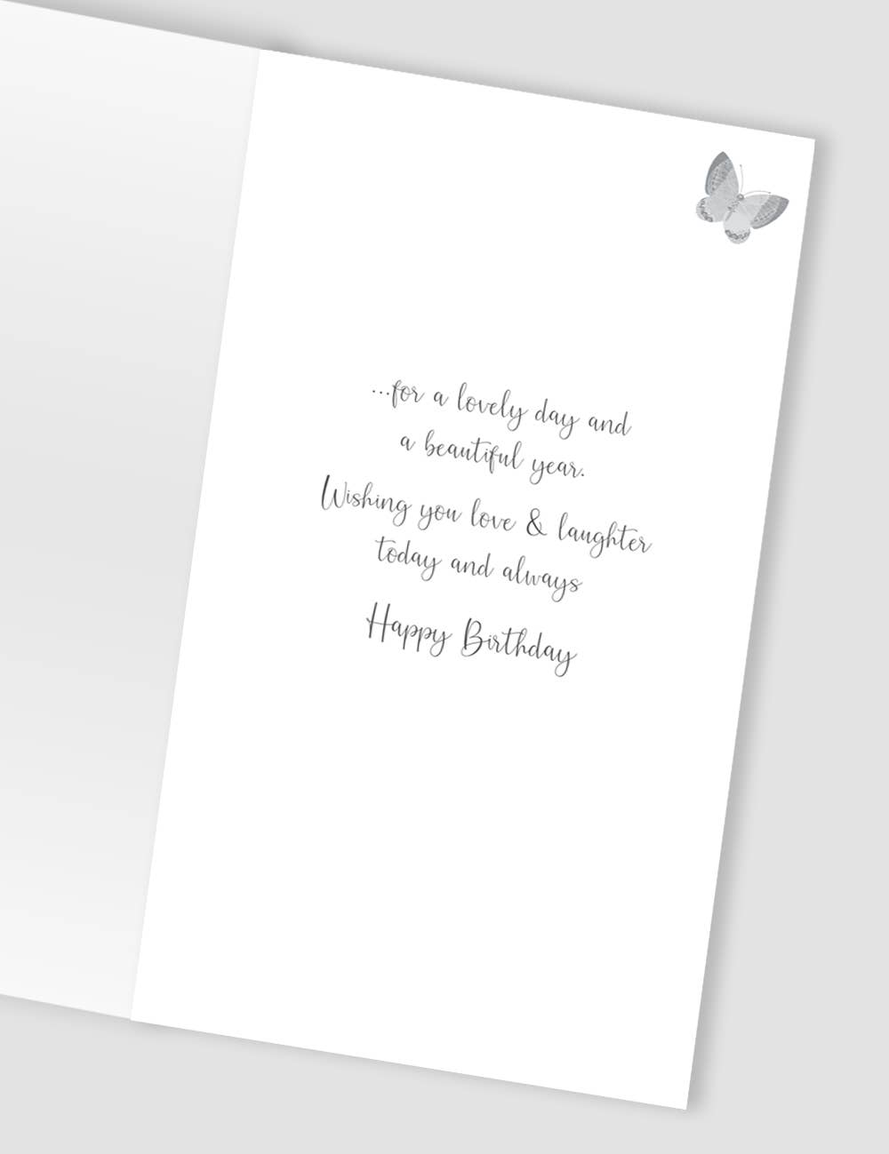 Second Nature Ltd - Wholesale Birthday Card - Open - Floral Cake with Candles - Champagne - Second Nature2