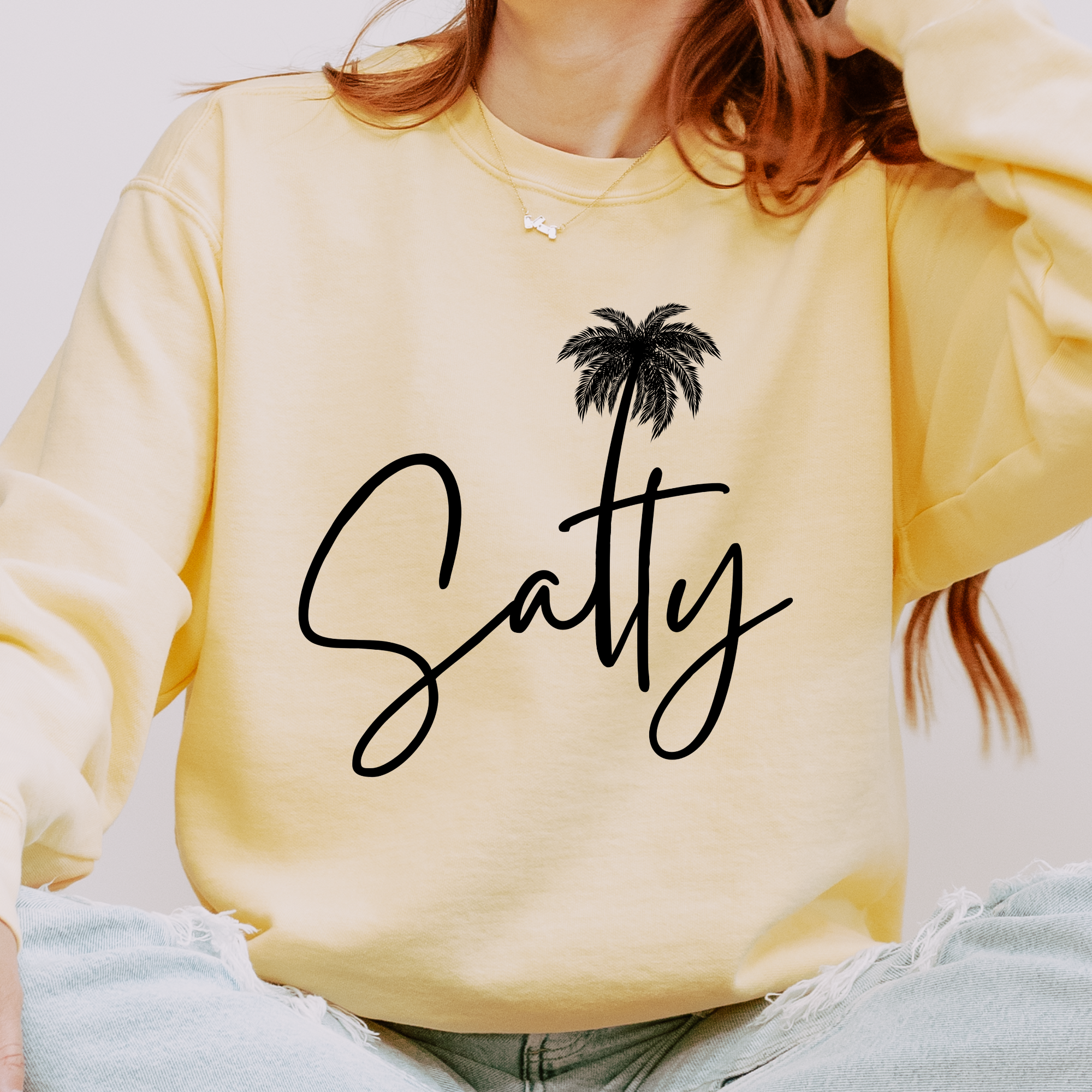 Trendznmore - Modern Graphic Apparel - Wholesale Graphic Sweatshirt - Women's - Comfort Colors Salty Beach Crewneck Sweatshirt - Cozy Beach5