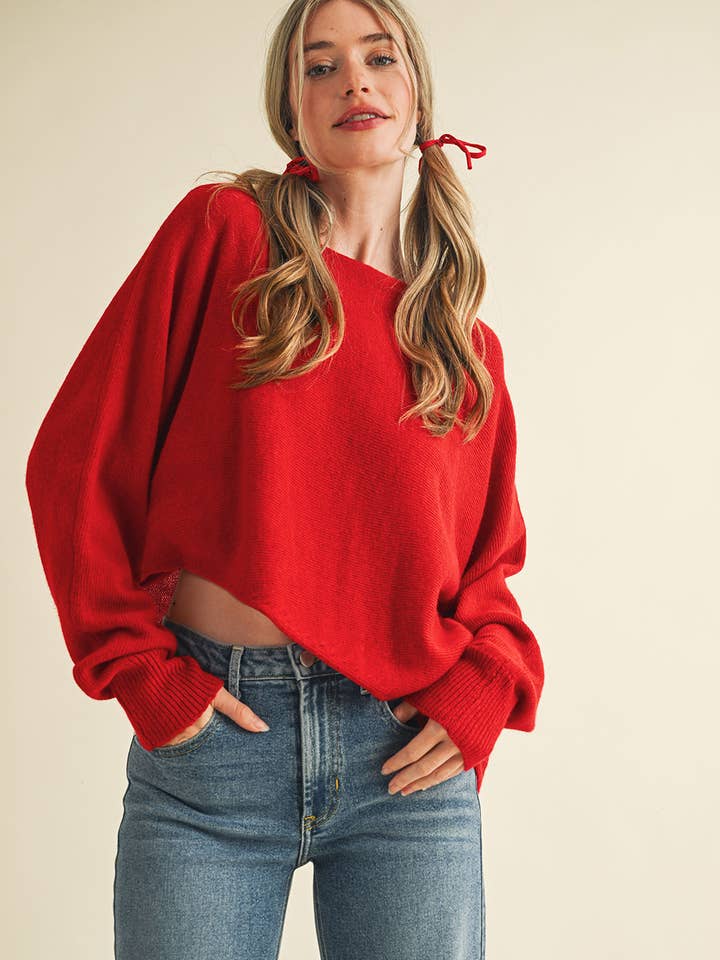 &MERCI - Wholesale Knit Sweater - Women's - ASYMMETRICAL HEM SWEATER MSW109641