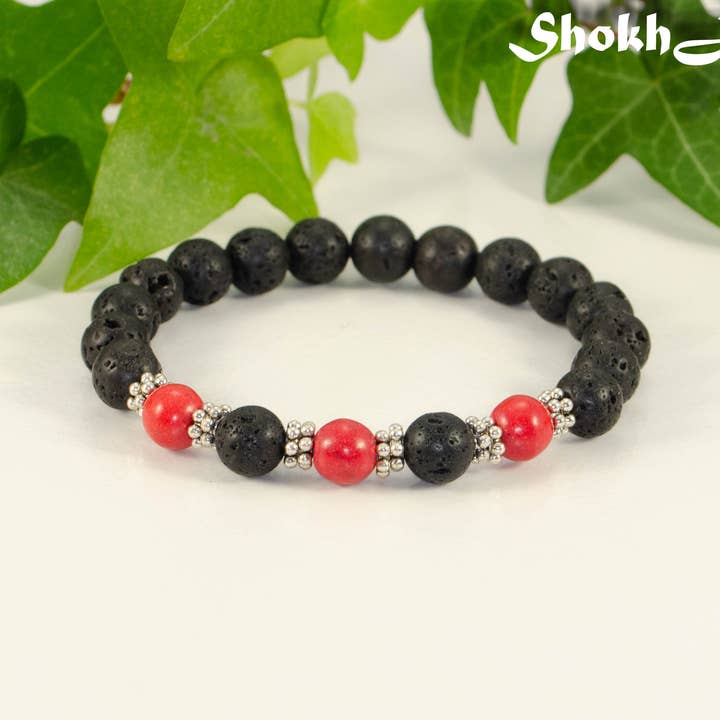 8mm Lava rock and Howlite bracelet, Unisex Diffuser Bracelet for wholesale by Shokh Jewelry