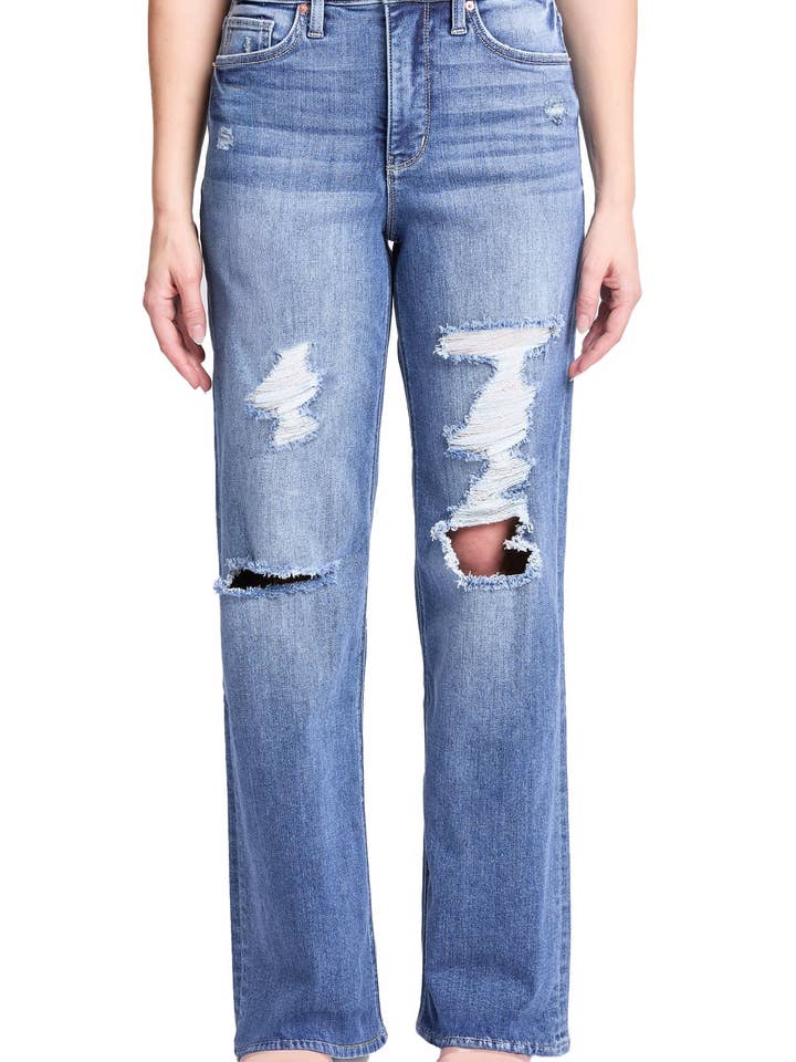 Hailey High Rise Distressed Wide Leg Jeans för wholesale av RFM
