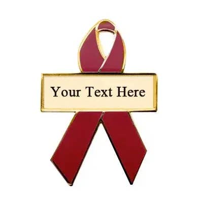 Gepersonaliseerde bewustmakingslinten met Cranberry | Gegraveerde pinnen voor wholesale door Personalized Cause