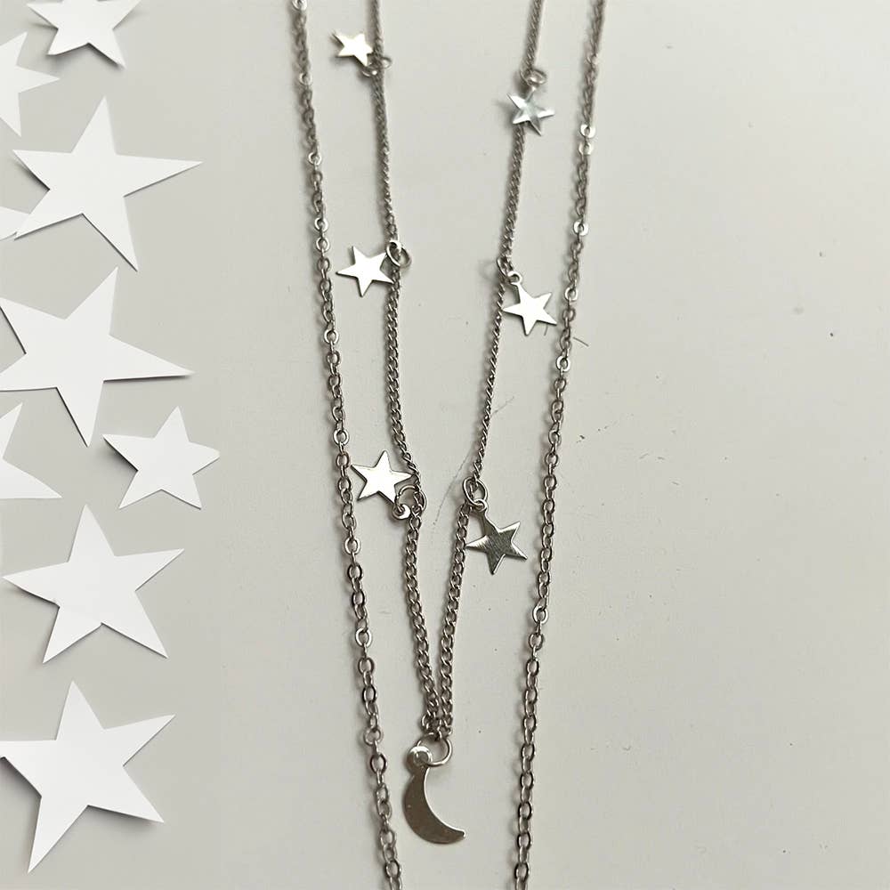 VIE - Wholesale Pendant/Charm Necklace - Star & Moon Layered Necklace6