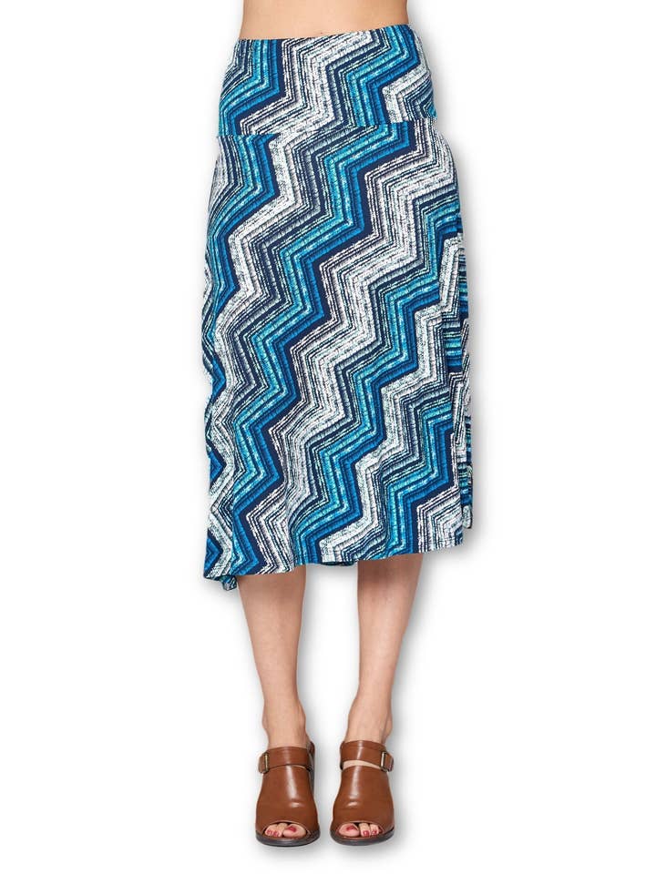 Falda midi plisada con estampado exótico elástico, fabricado en Estados Unidos. para venta al por mayor de LKLUV