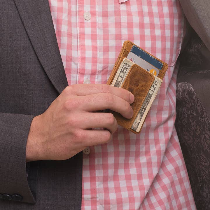 RAWHYD Leather Co. - Wholesale Wallet - Men's - Leather Money Clip Wallet (Reddish Brown)4