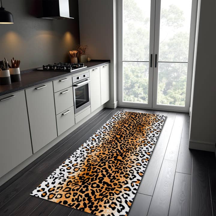 Leopardenmuster Dschungel Tierhaut Rutschfester Läufer Teppich für den Großhandel von Rugendary Trade LLC