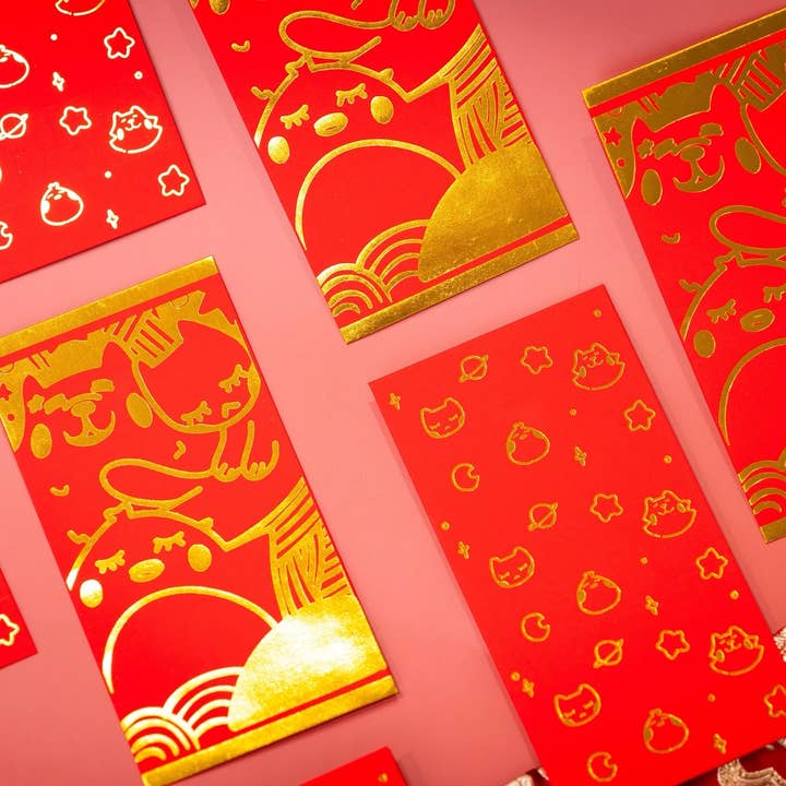 Lunar New Year røde kuverter - Storslået og gyldent design (1-pak) for engroshandel hos Notebeans Stationery