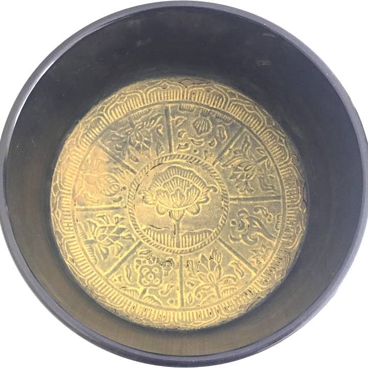 OMA - Eclectic Home - Wholesale Meditation Supplies - Tibetan Singing Bowl Set For Meditation - Lucky Symbols - 6"1