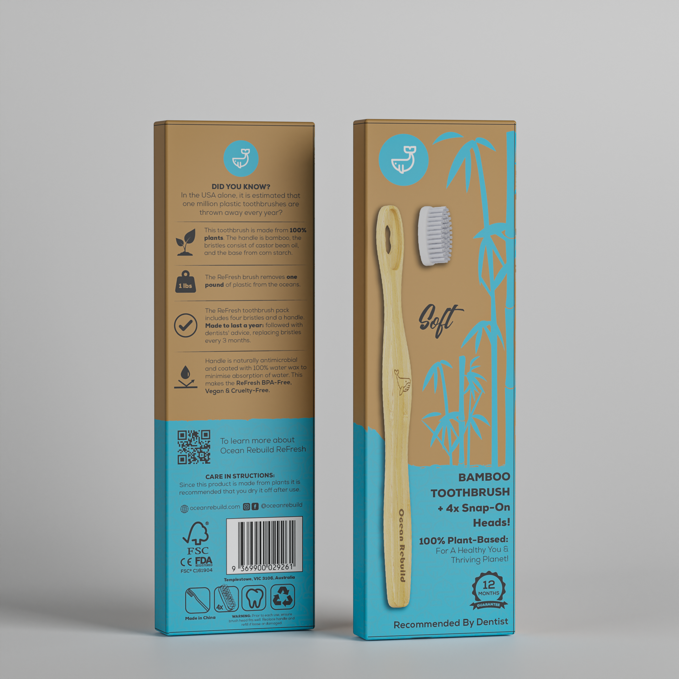 Ocean Rebuild - Wholesale Toothbrush - ReFresh 4 in 1 Bamboo Toothbrush With Removable Bristles 11