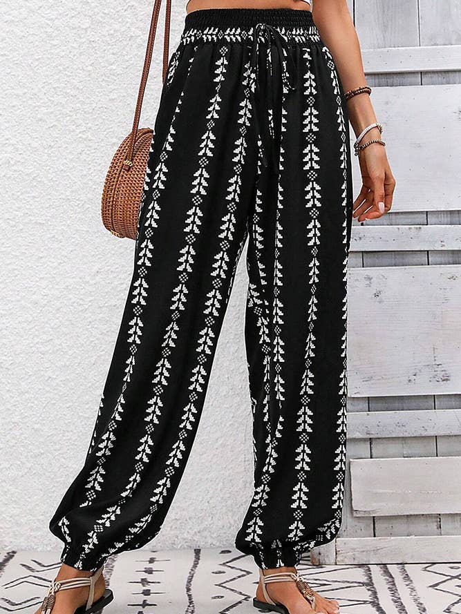 Comely Fashion - Wholesale Pants - Women's - Loose High Waist Printed Knickerbockers Pants1