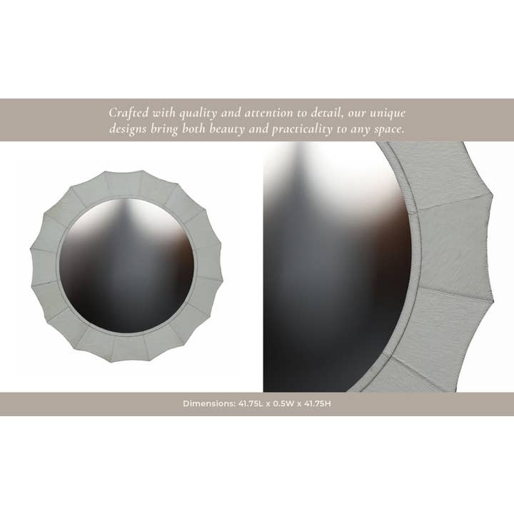 Sagebrook Home - Wholesale Wall Mirror - Wood Inverted Scallop Hair On Hide Mirror - Ivory, 42 in.12