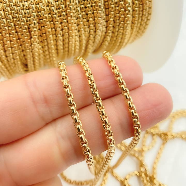461GF. 14k Guld Fyldt Glat Box Link Kæde for engroshandel hos Jewels & Chains