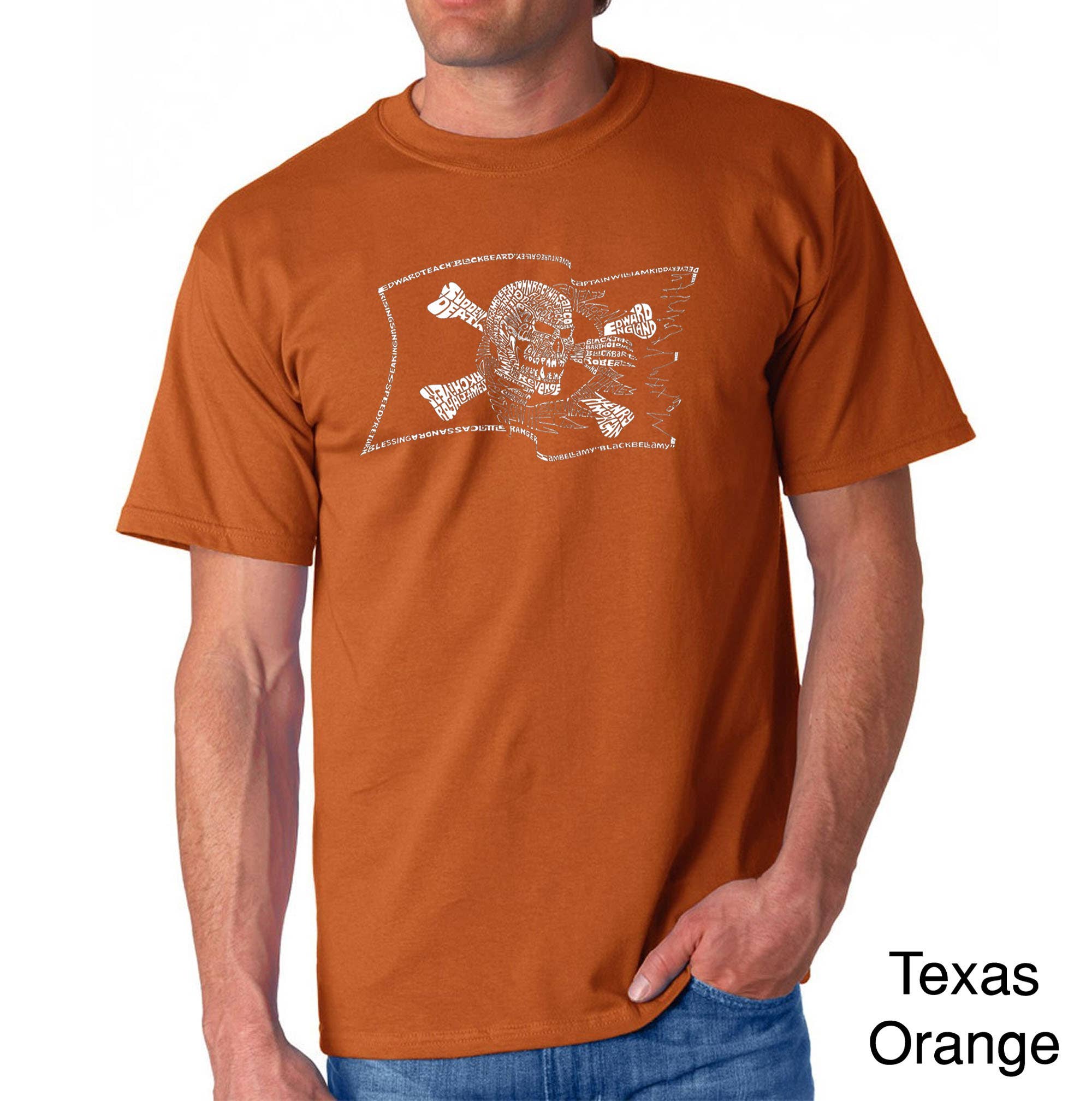 LA Pop Art - Wholesale Screen Printed T-Shirt - Men's - LA Pop Art Men's Word Art T-shirt - PIRATE FLAG6