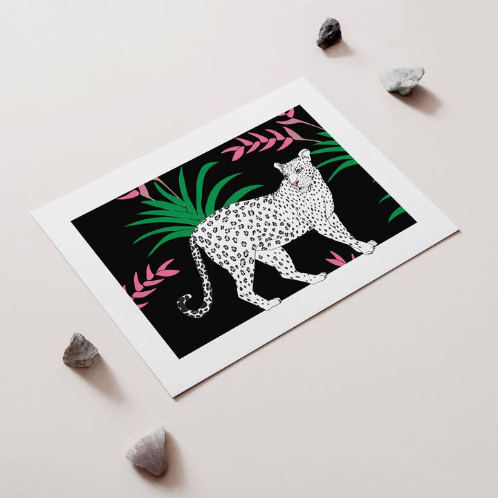 Penny Royal Design - Wholesale Art print - Jaguar and Pink Heliconia Art Print1