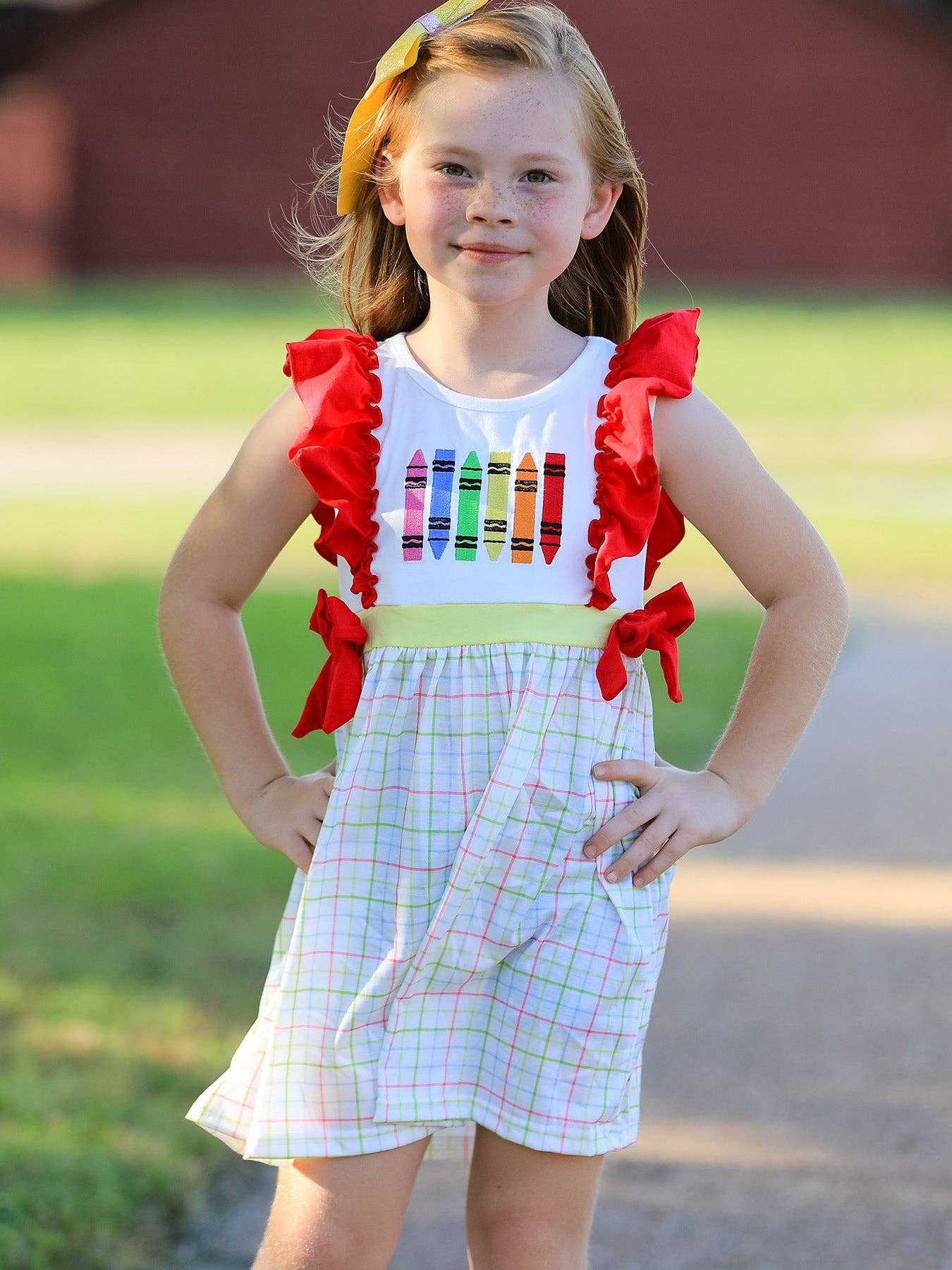 Rylee Faith Designs - Wholesale Jurk - Kinderen - Terug-naar-school geborduurde meisjesjurk2