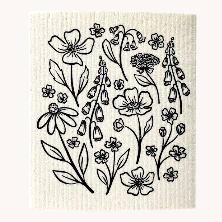 Pressed Floral Swedish Dishcloth for wholesale by Elyse Breanne Design