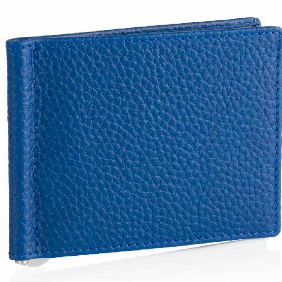 Clipe de dinheiro de couro Richmond azul safira por atacado de David Hampton