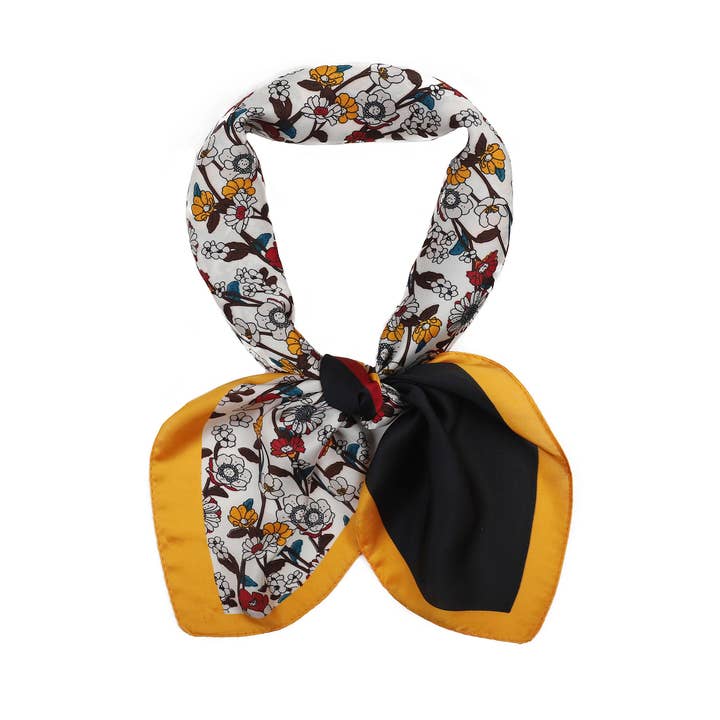 PHANIE MODE – Großhandel Schal – Damen – Kleines Blumenmuster-Quadrat – Seidengefühl E-715800