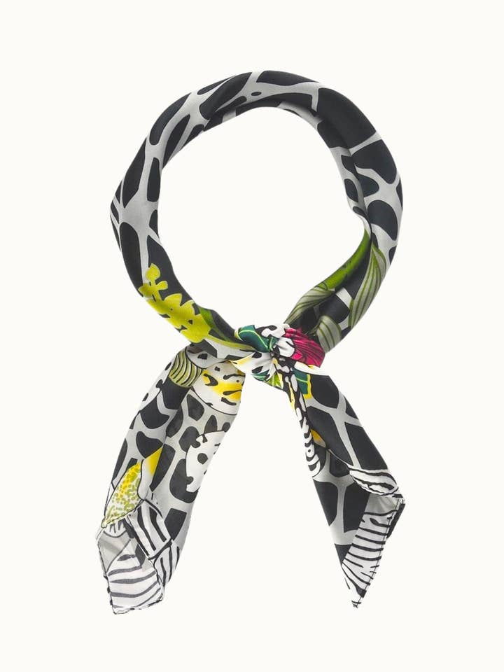 "So Silky" Satin Neckerchief Scarf, Versatile, Orchid Blooms for wholesale by Olive & Pique