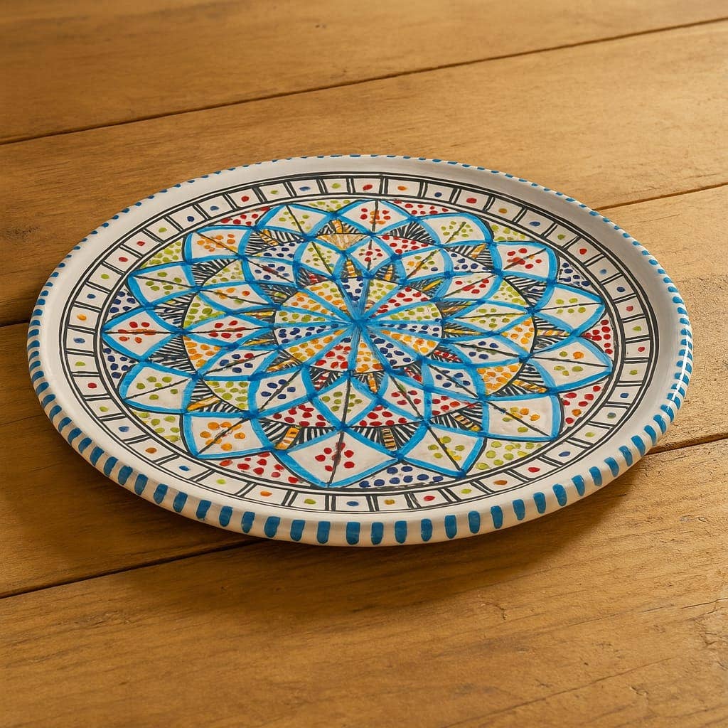 Etnico del Mondo - Wholesale Dinner Plate - Tunisian Handcrafted Ceramic Pizza Plate Ø 35 cm #20