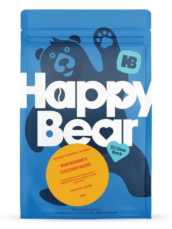 Rum Runner Coconut Roast for wholesale by Happy Bear Coffee Company