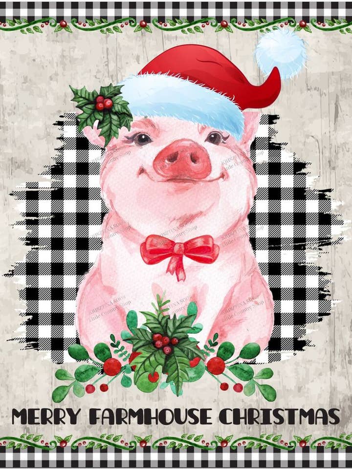 Cute Christmas Farmhouse Pig Fridge Magnet for wholesale by Little Country Shop
