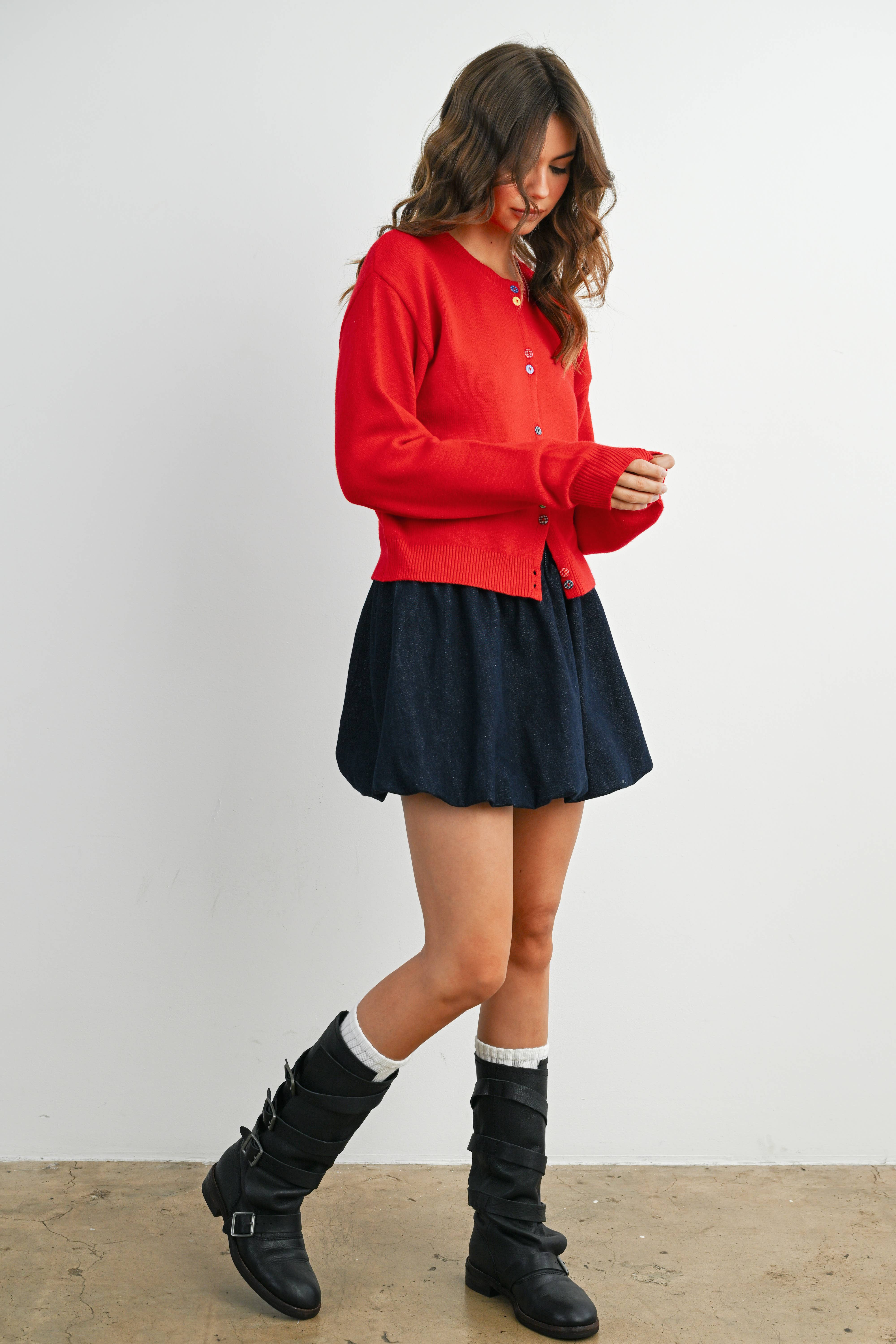 BUTTERMELON - Wholesale Cardigan - Women's - Long Sleeve Buttoned Cropped Cardigan - BMC79062