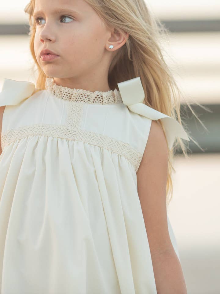 Posh Pickle - Wholesale Dress - Kids - Cambridge Ecru Sleeveless Heirloom Dress1