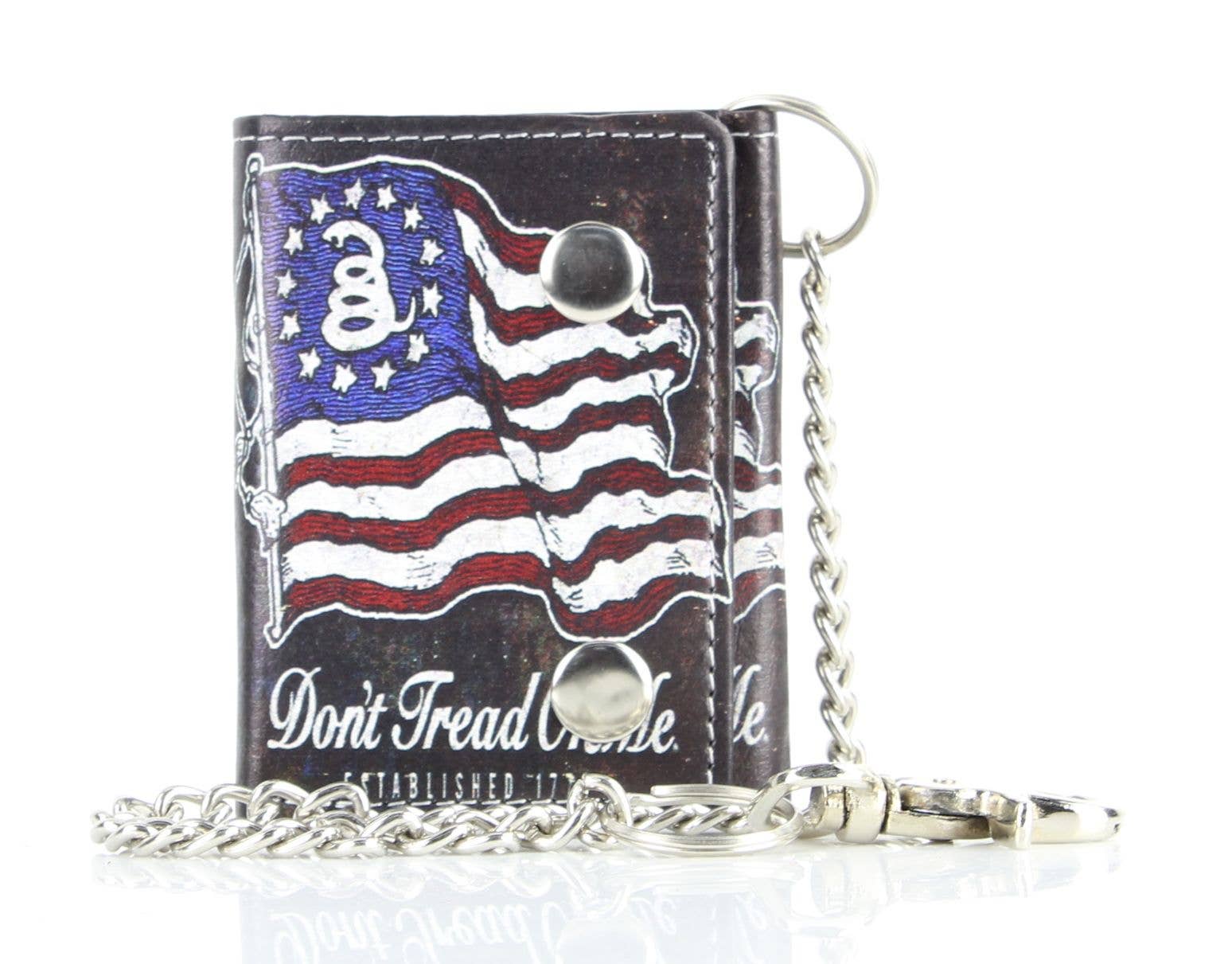 Leather Impressions Inc - Wholesale Wallet - Unisex - Don't Tread On Me Vegan Leather Chain Wallet with Gift Box5