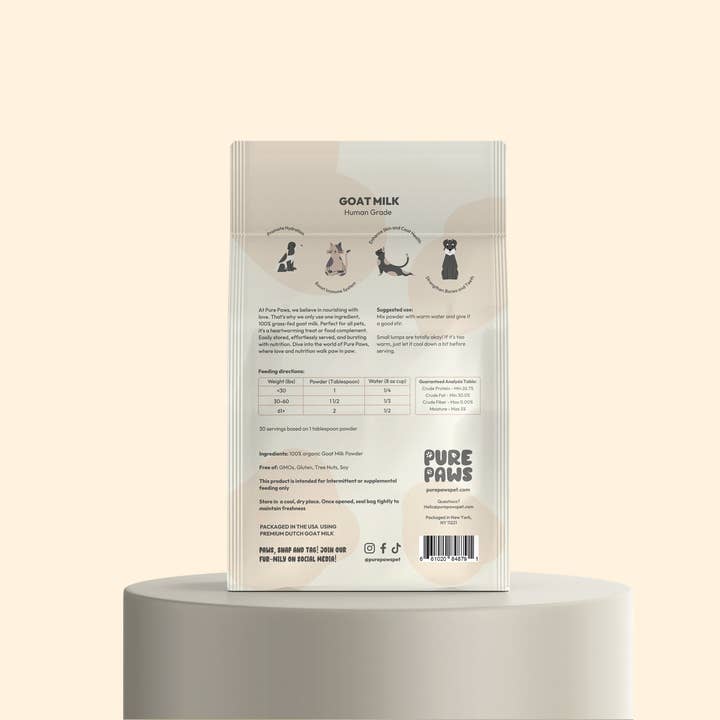Pure Paws - Wholesale Pet Supplement - Cat/Dog - Goat Milk Powder - Your Pet’s Wellness Boost (7.5 oz)1