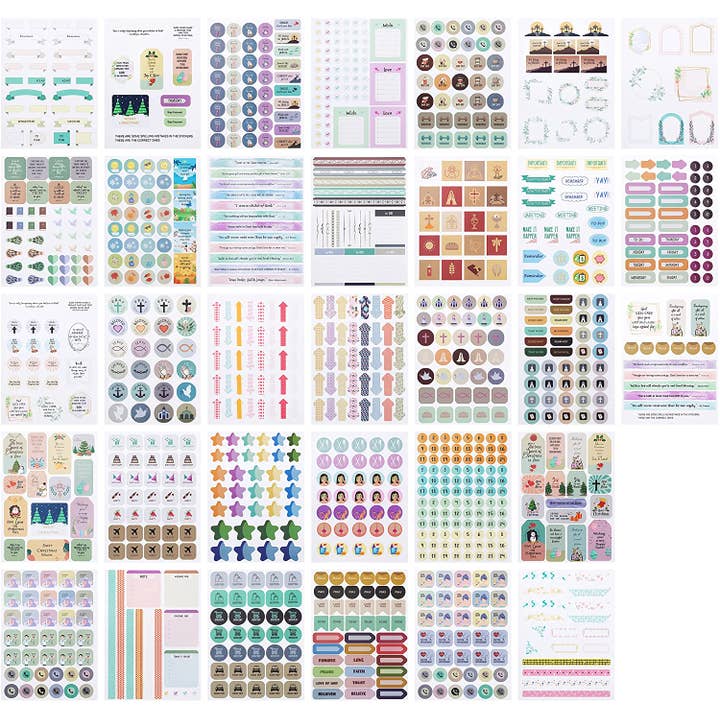 Mr. Pen - Wholesale Sticker - Mr. Pen- Christian Journaling Stickers, 31 Sheets, 1034 pcs