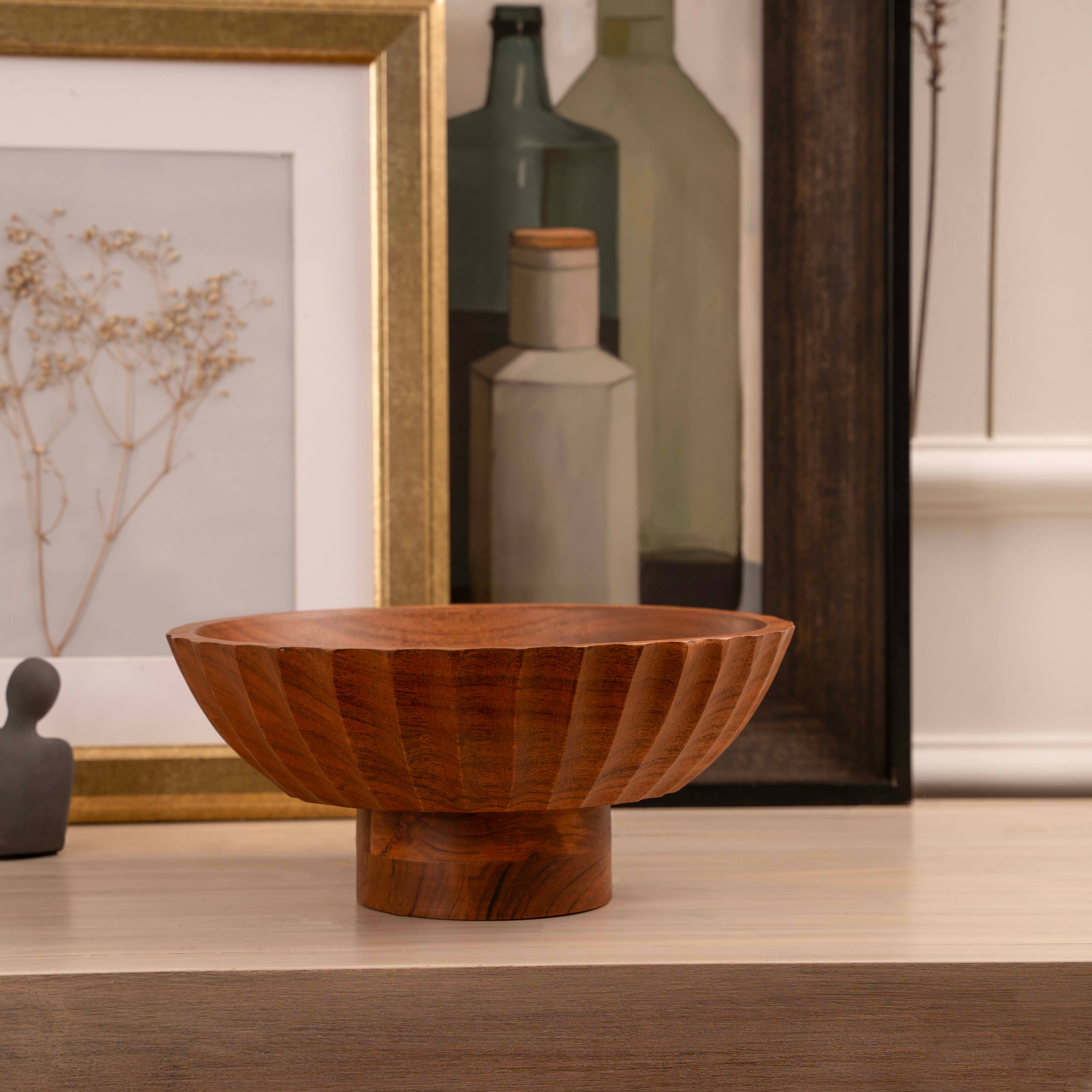 LuxeDesigns Co LLC - Wholesale Bowl - Acacia Wood Footed Bowl– Handcrafted Decorative Fruit Bowl6