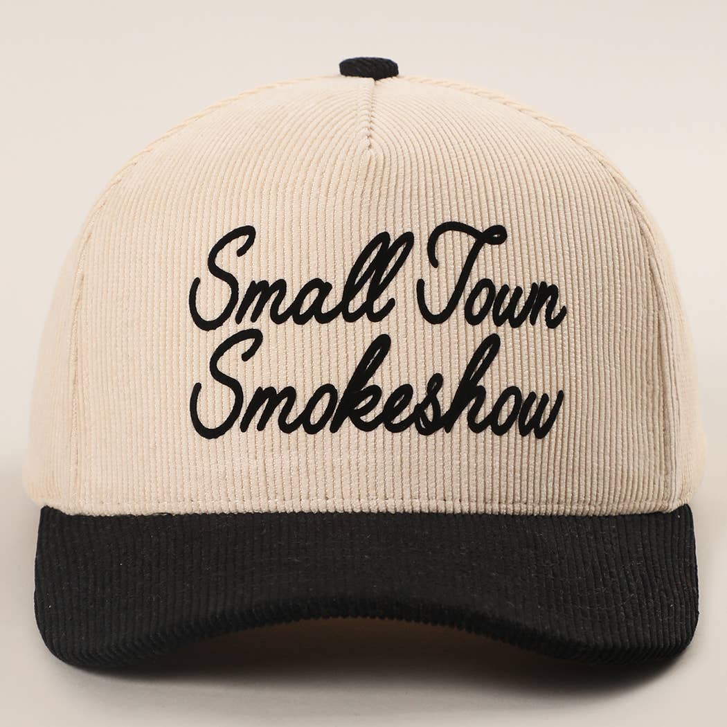 Fashion City - Wholesale Trucker Hat - Unisex - SMALL TOWN SMOKESHOW Heat Press Corduroy Trucker Hat 0