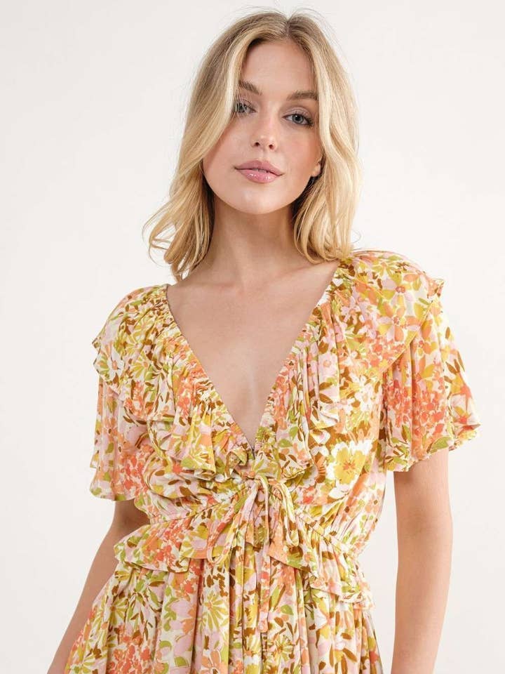 Lila Floral Romper for wholesale by In The Beginning
