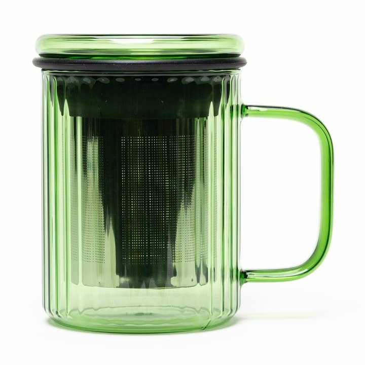 Tasse en verre avec infuseur | Opale - vert jade pour la vente par Camellia Sinensis