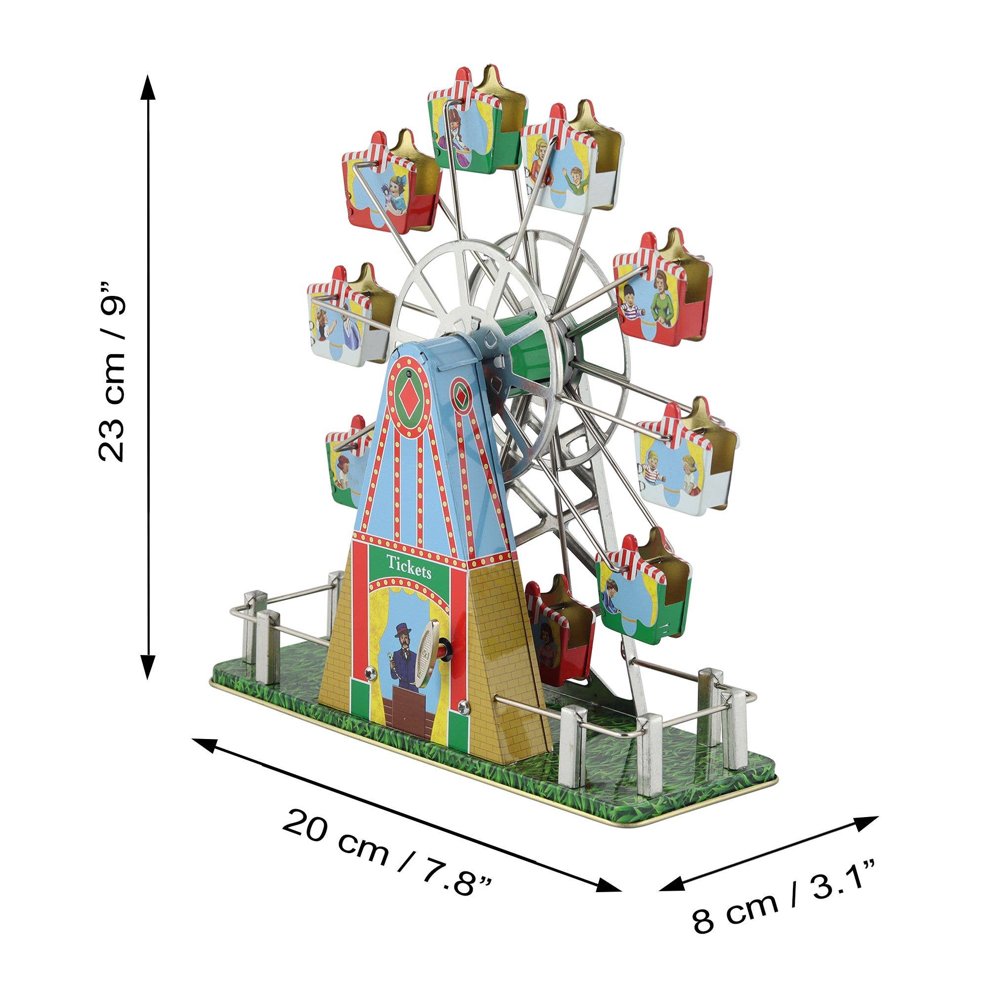 Tribal Trade GmbH - Wholesale Decorative Figurine - Tin Toy Ferris Wheel Tin Music 02 Music Box Fairground4