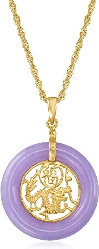 JB Jewelry – wholesale Hänge-/berlockhalsband – Lavendel Jade"Lycka” kinesisk symbol cirkel hängsmycke Ne
