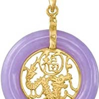 JB Jewelry – wholesale Hänge-/berlockhalsband – Lavendel Jade"Lycka” kinesisk symbol cirkel hängsmycke Ne0