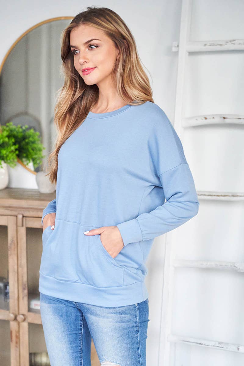 You & Me – wholesale Sweatshirt - Dam – PPT2063-LÅNGÄRMAD FRANSK FROTTÉ TOPP MED KÄNGURUFICKA11