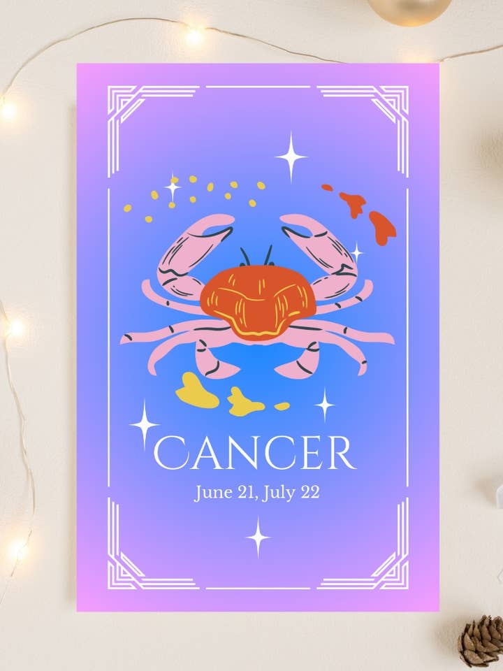 Postal de Cáncer Astrología Ilustrada Horóscopo para venta al por mayor de Fanesha Fabre