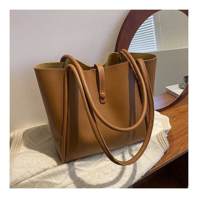 UZ Wholesale Store – wholesale Tote bag – Women's – Solid Color Minimalist Handheld Single Shoulder Tote Leather Bag5