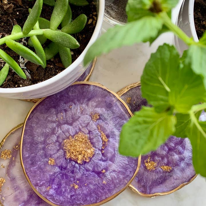 On The Rocks - Wholesale Coasters - Set of 4 Round Geode Coasters8