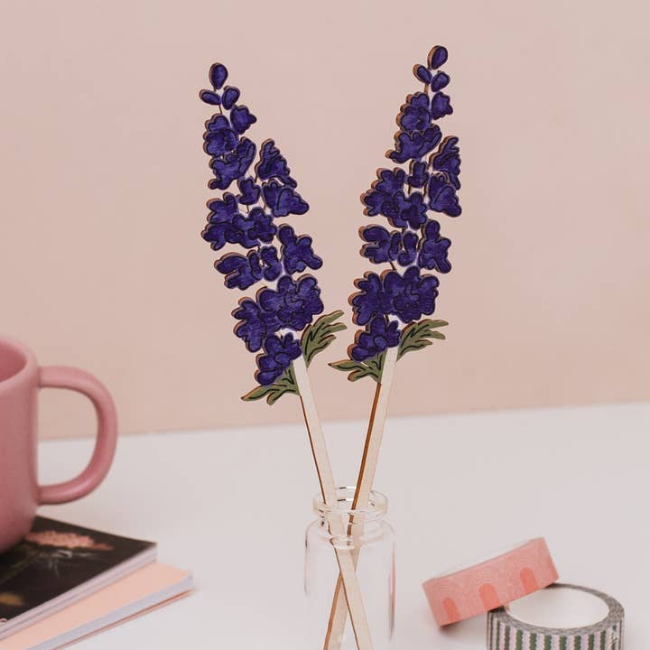 Wooden Delphinium – July Birth Flower - Sustainable Gift for wholesale by DaphneRosa