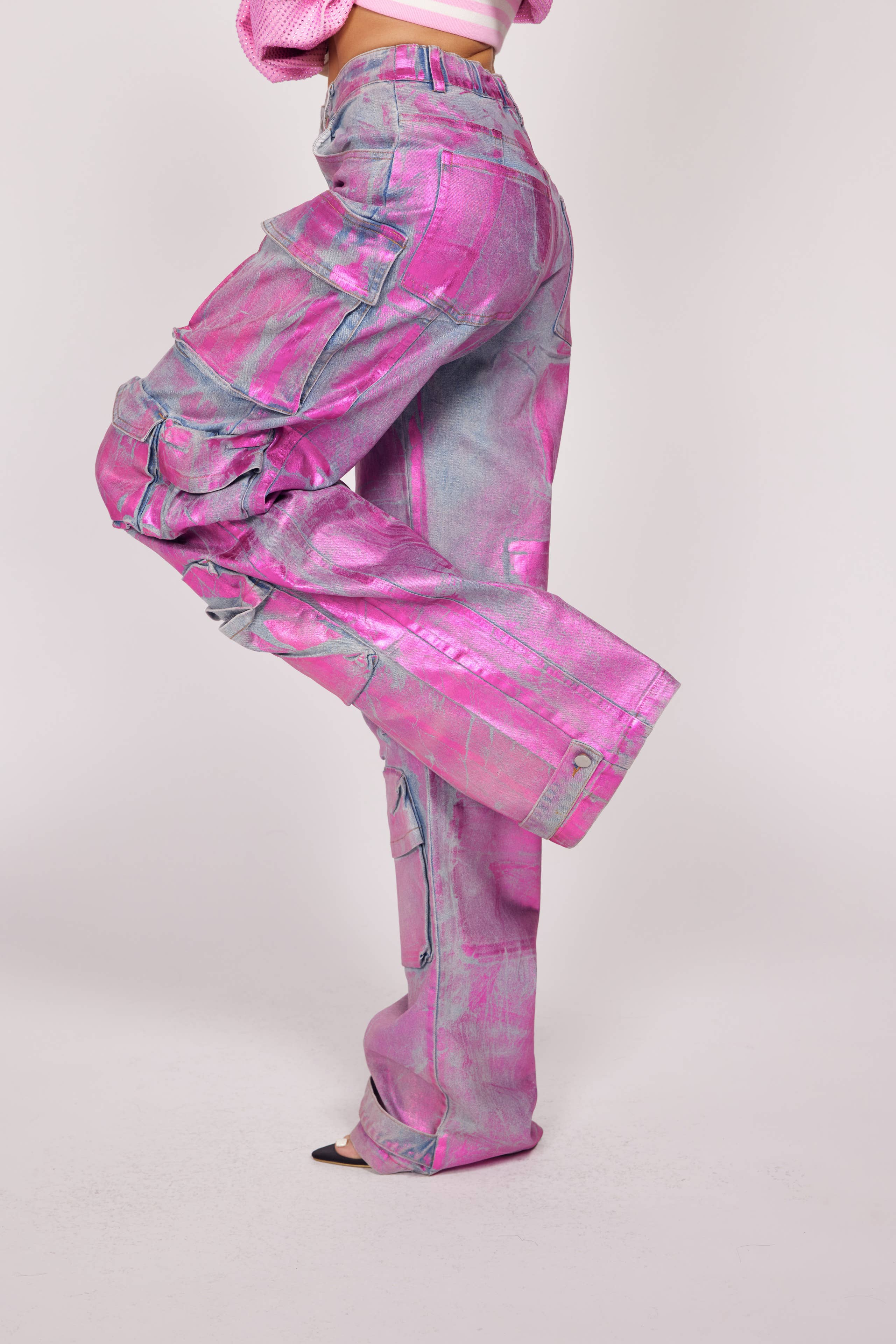 WFFS – Engroshandel Jeans - Dame – Luxe metallic cargobukser i denim11